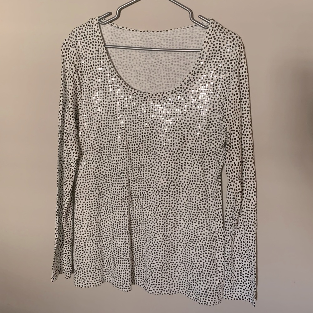 Old Navy polka dot sequinned shirt size L